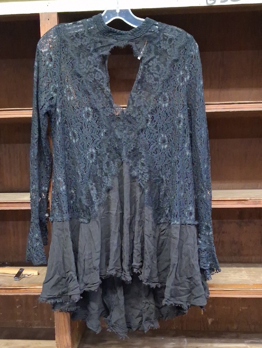 NWOT Womens  Free People Black tell tale lace Tunic Dress